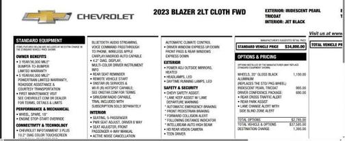 Iridescent Pearl Tricoat 2023 Chevrolet Blazer 2LT