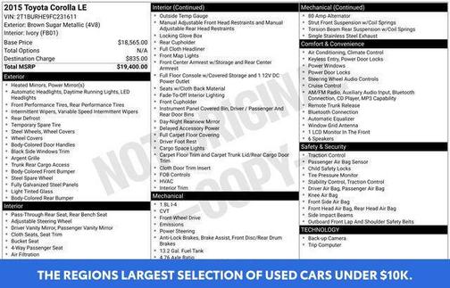 Brown Sugar Metallic 2015 Toyota Corolla LE
