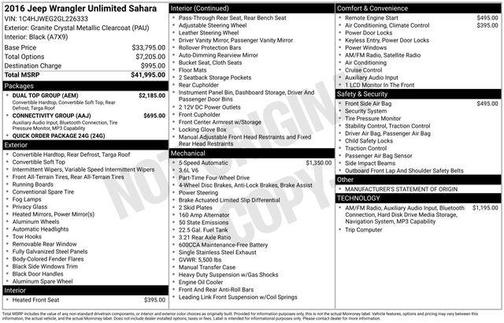Granite Crystal Metallic Clearcoat 2016 Jeep Wrangler Unlimited Sahara