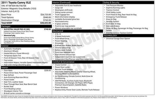 Magnetic Gray Metallic 2011 Toyota Camry XLE