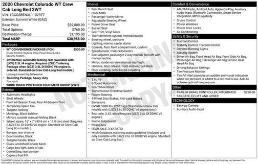 Summit White 2020 Chevrolet Colorado WT