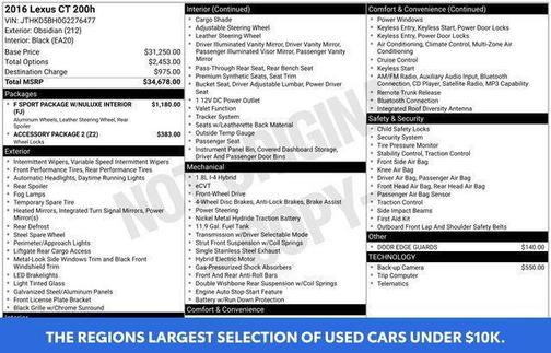 Obsidian 2016 Lexus CT 200h Base