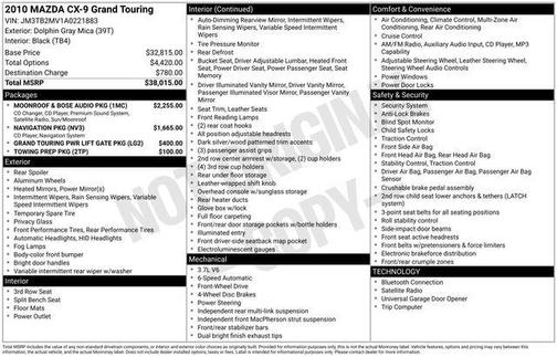 Dolphin Gray Mica 2010 Mazda CX-9 Grand Touring
