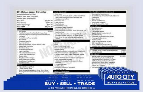 Satin White Pearl 2014 Subaru Legacy Limited