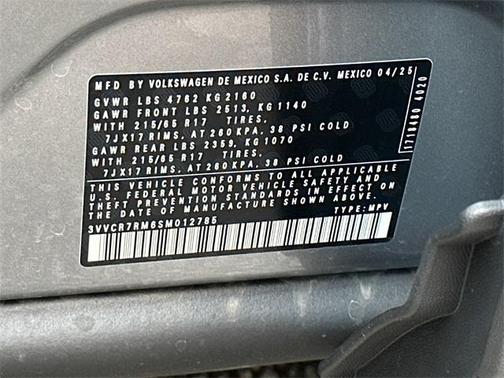 2025 Volkswagen Tiguan 2.0T S