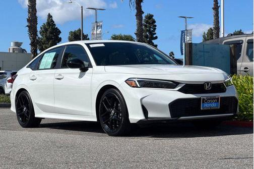 Platinum White Pearl 2025 Honda Civic Hybrid Sport