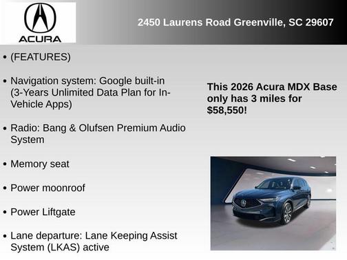 2026 Acura MDX Technology Package