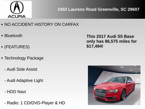 2017 Audi S5 3.0 Cabriolet