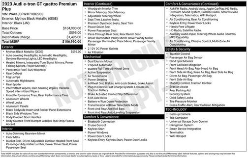 Mythos Black Metallic 2023 Audi e-tron GT Premium Plus quattro