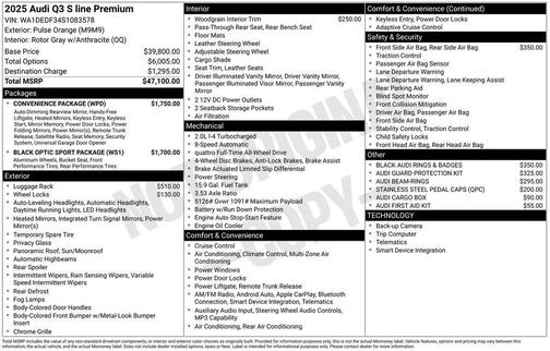 2025 Audi Q3 Premium 45 TFSI S line quattro Tiptronic