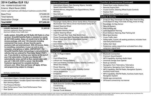 Black Raven 2014 Cadillac ELR Base