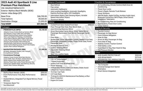 2023 Audi A5 Sportback 45 S Line Premium Plus