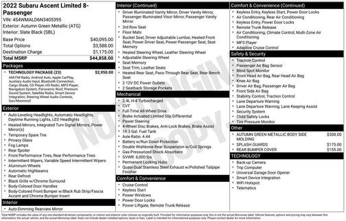 2022 Subaru Ascent Limited 8-Passenger