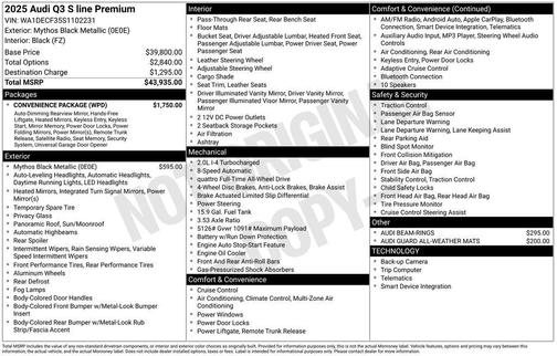 2025 Audi Q3 Premium 45 TFSI S line quattro Tiptronic