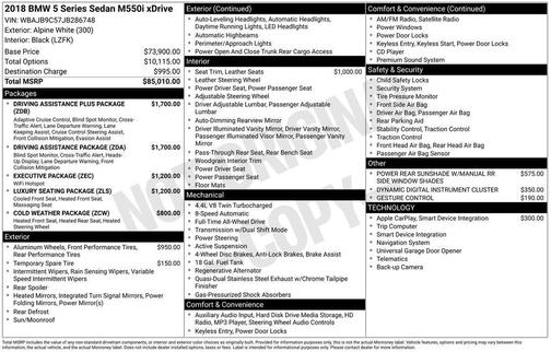 2018 BMW M550 i Xdrive