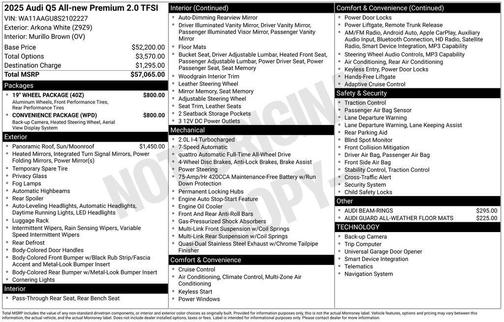 White 2025 Audi Q5 Premium TFSI quattro S tronic