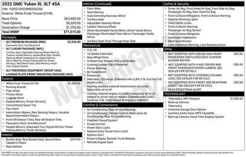 White Frost 2022 GMC Yukon XL SLT