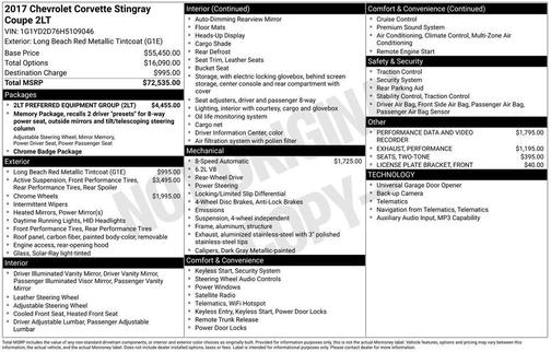 2017 Chevrolet Corvette Stingray