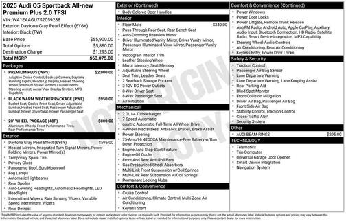 Daytona Gray Pearl 2025 Audi Q5 2.0T Premium Plus
