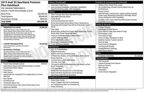 2019 Audi S5 3.0T Premium Plus