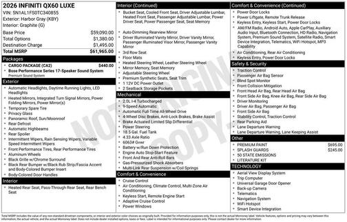 Harbor Gray 2026 INFINITI QX60 LUXE AWD