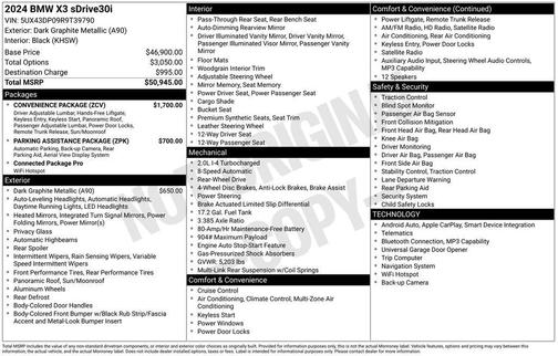 Dark Graphite Metallic 2024 BMW X3 sDrive30i