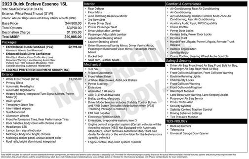 White Frost Tricoat 2023 Buick Enclave Essence FWD