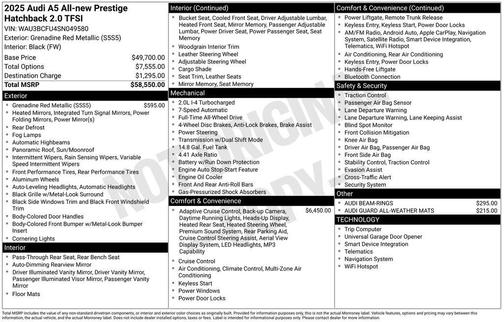 2025 Audi A5 Prestige TFSI quattro S tronic