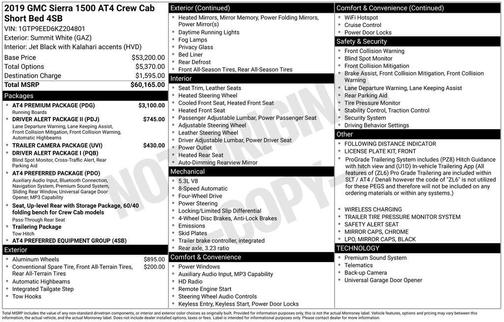 Summit White 2019 GMC Sierra 1500 AT4