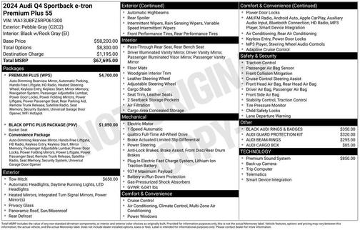 2024 Audi Q4 e-tron Sportback Premium Plus 55 quattro