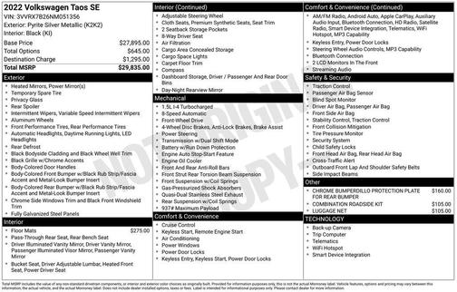 2022 Volkswagen Taos 1.5T SE