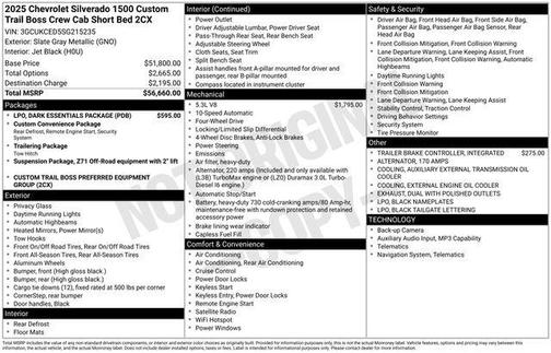 Slate Gray Metallic 2025 Chevrolet Silverado 1500 Custom Trail Boss