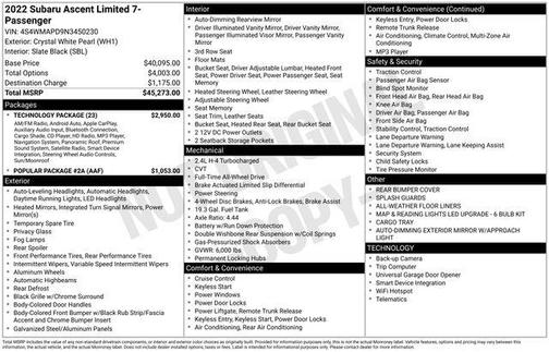 2022 Subaru Ascent Limited 7-Passenger
