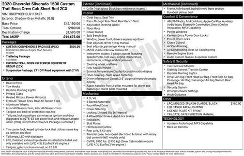 2020 Chevrolet Silverado 1500 Custom Trail Boss