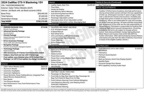 Cyber Yellow Metallic 2024 Cadillac CT5-V V-Series Blackwing
