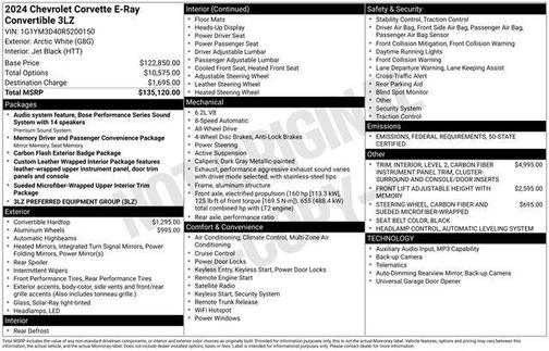 2024 Chevrolet Corvette E-Ray RWD Convertible 3LZ