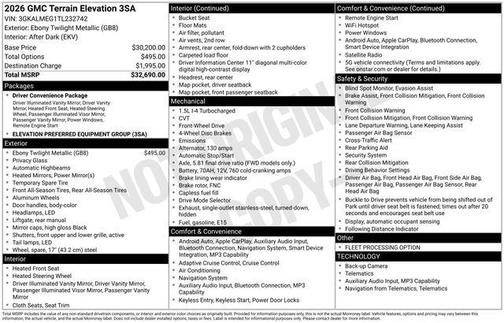 Ebony Twilight Metallic 2026 GMC Terrain FWD Elevation
