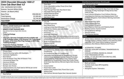 Summit White 2025 Chevrolet Silverado 1500 LT