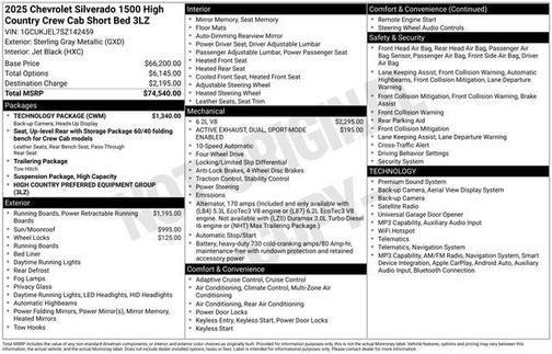 Sterling Gray Metallic 2025 Chevrolet Silverado 1500 High Country