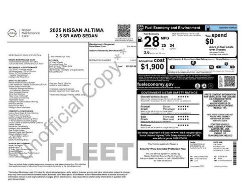 Super Black 2025 Nissan Altima SR AWD