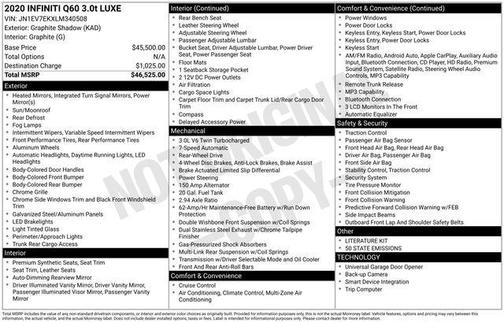 2020 INFINITI Q60 3.0T LUXE