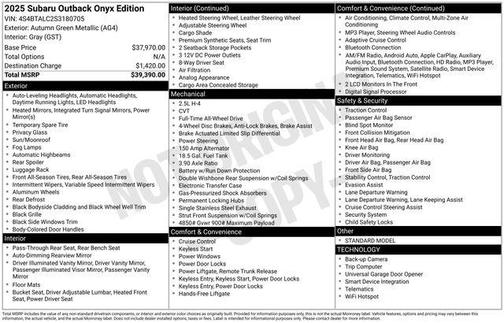 2025 Subaru Outback Onyx Edition