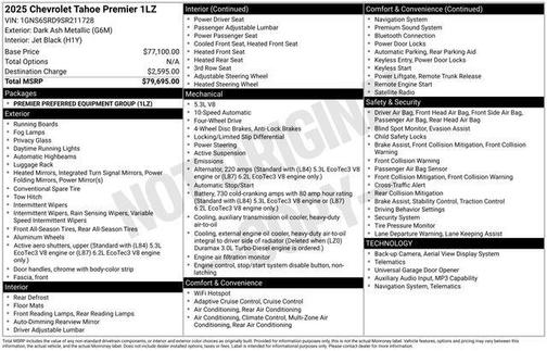 Dark Ash Metallic 2025 Chevrolet Tahoe Premier