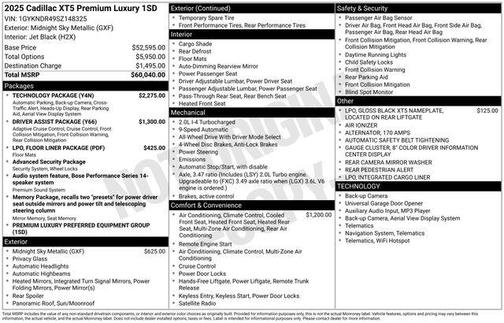 Midnight Sky Metallic 2025 Cadillac XT5 Premium Luxury