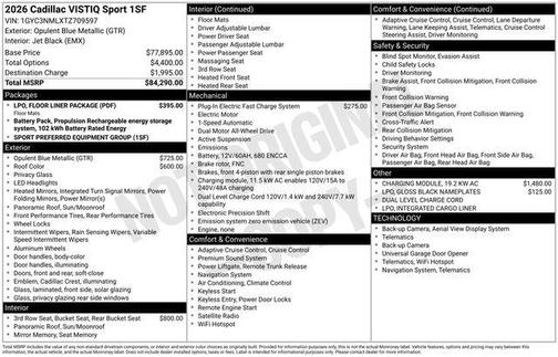2026 Cadillac VISTIQ Sport