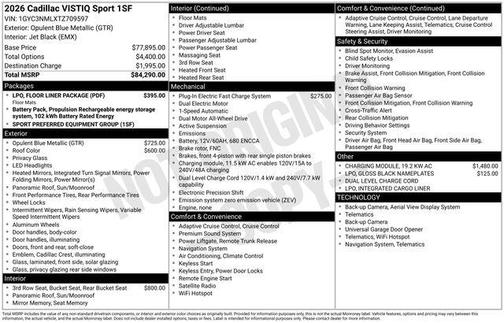 2026 Cadillac VISTIQ Sport
