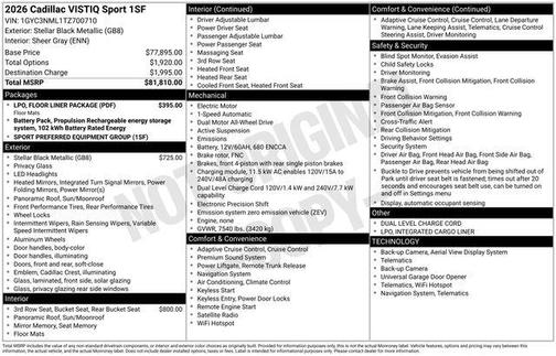 2026 Cadillac VISTIQ Sport
