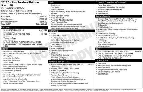 Radiant Red Tintcoat 2026 Cadillac Escalade Sport Platinum