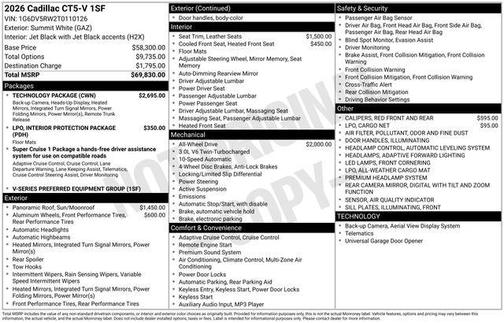 2026 Cadillac CT5-V V-Series RWD