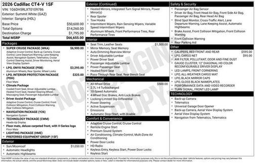 2026 Cadillac CT4-V V-Series RWD